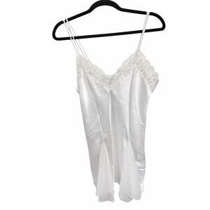 Val Mode Lingerie White Satin Lace Trim Camisole Slip Top S Y2K Coquette